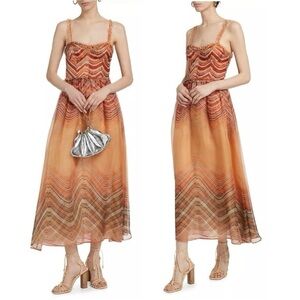 Ulla Johnson Women’s Gisele Silk Watercolor Print Sleeveless Midi Cocktail Dress